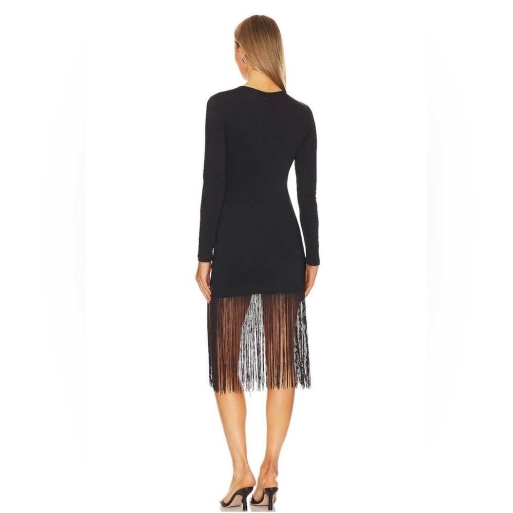 Amanda Uprichard x REVOLVE Honora Whimsy Preppy Old Money Fringe Black Dress S - Picture 4 of 8
